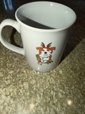 Bulldog Christmas Holiday Themed Ceramic Mug by Fringe Studio